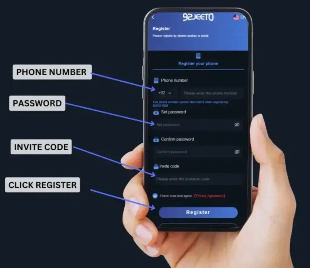 92 jeeto game register page screenshor